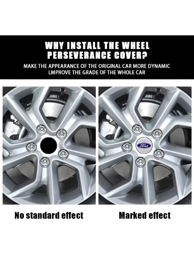 فورد 4 Pcs 56mm Silver Wheel Center Hub Caps for Ford | Easy-Fit Alloy Wheel Center Caps - Image 3